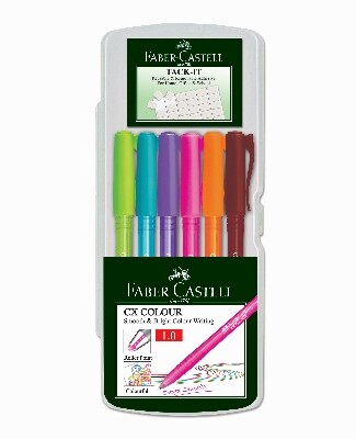 Guľôčkové pero farebné 1.0 CX /6 set + Tack-it