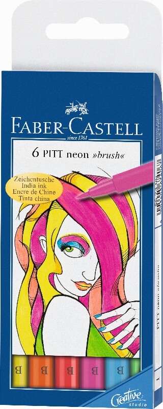PITT umelecké perá set 6 Neon