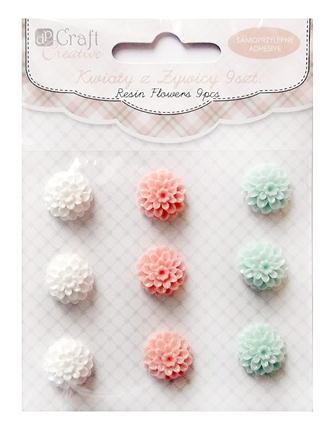 Samolepiace kvety 16 mm - 9 dielna sada Mint Mango