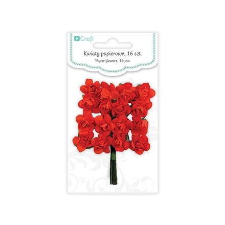 Papierové kvety ruža 2 cm Spice Red - 16 dielna sada