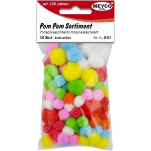 PomPoms. mix farieb 10 - 25mm/100ks
