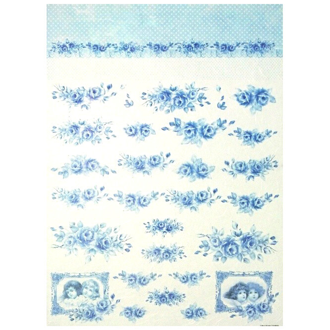Ryžový papier Decom / 5313 - modré ruže