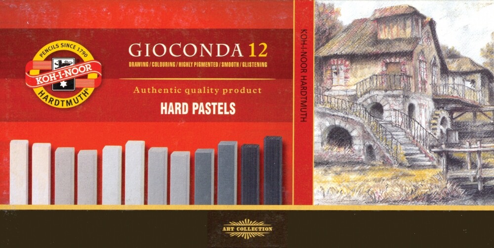 8122G Olejové pastely GIOCONDA HARD 12ks, 7x7mm, odtieň šedé