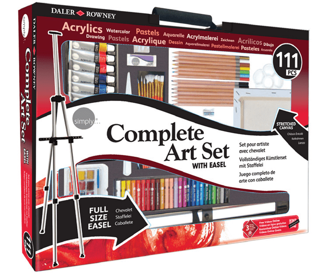 Veľký umelecký set Daler-Rowney so stojanom/ 111 dielny