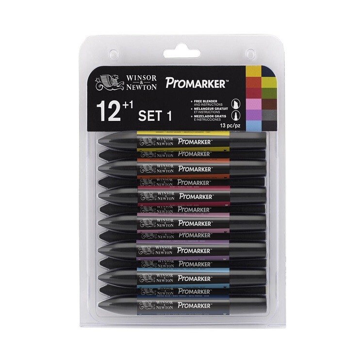 Sada 12 popisovačov Winsor & Newton Promarkers + 1 Blender