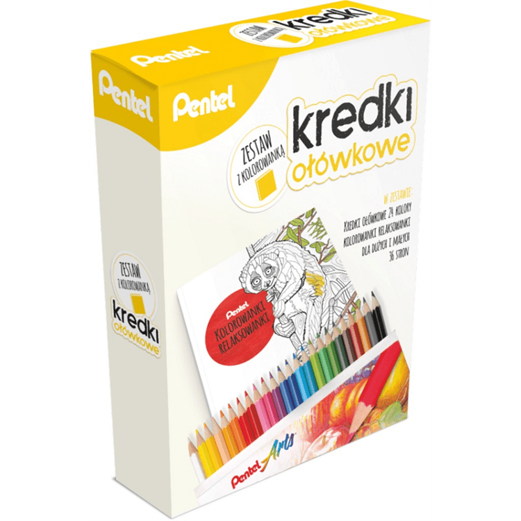 Farebné ceruzky pentel s omaľovánkou / 24 ks