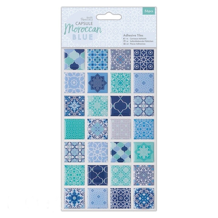 Kreatívne samolepiace štvorčeky 2.5 x 2.5 cm - Moroccan Blue - 56 ks