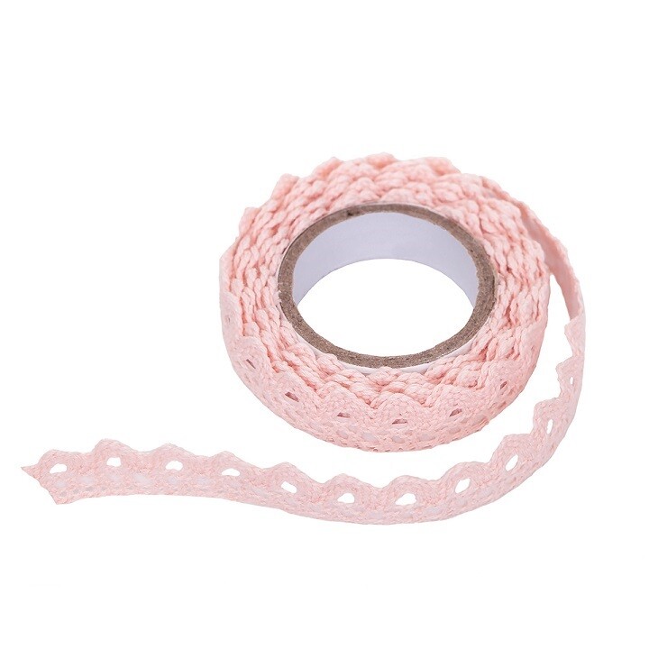 Bavlnená samolepiaca stuha krajka 1.8 m / Pink