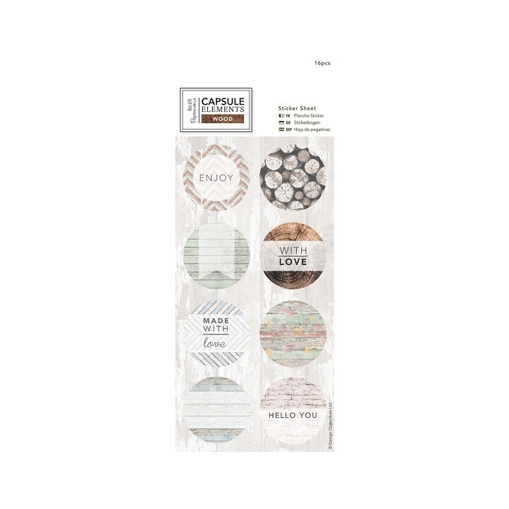 Kreatívne samolepky Capsule elements - Wood - 16 ks