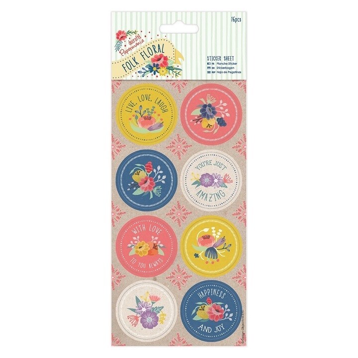 Kreatívne samolepky - Folk Floral - 16 ks
