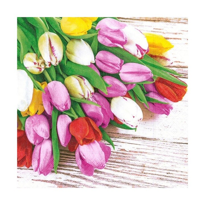 Servítky na dekupáž – Kytica tulipánov – 1 ks