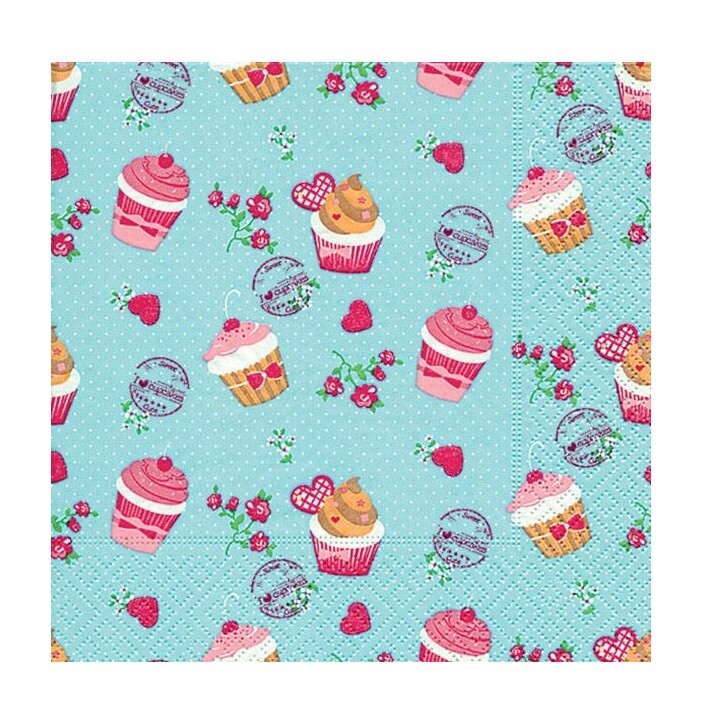 Servítky na dekupáž – Pink cupcakes – 1 ks