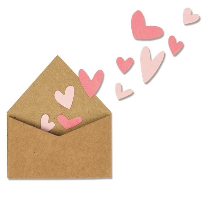 Vyrezávacie šablóny Sizzix Thinlits With Love Envelope with Hearts - sada 2 ks