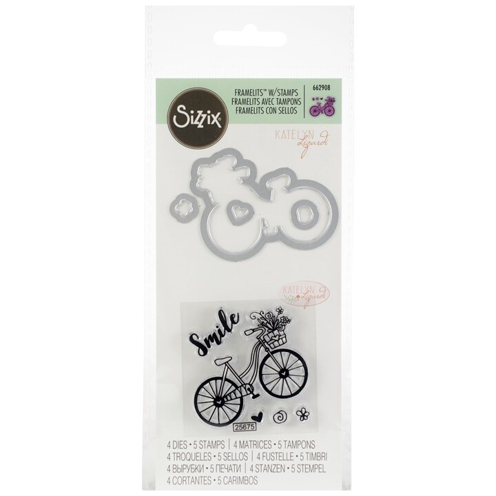 Vyrezávacie šablóny Sizzix Framelits Bicycle s pečiatkami - sada 9 ks