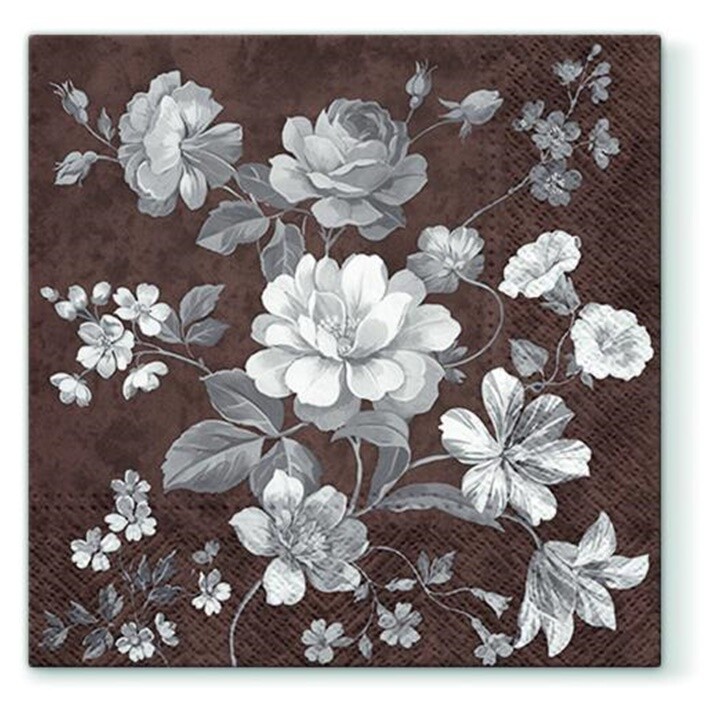 Servítky na dekupáž Mystery flowers - 1 ks