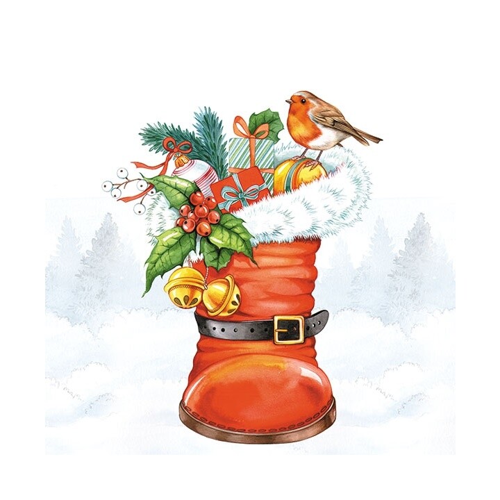 Servítky na dekupáž Christmas boot 1 ks