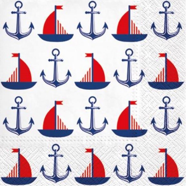 Servítky na dekupáž Ships & Anchors - 1 ks