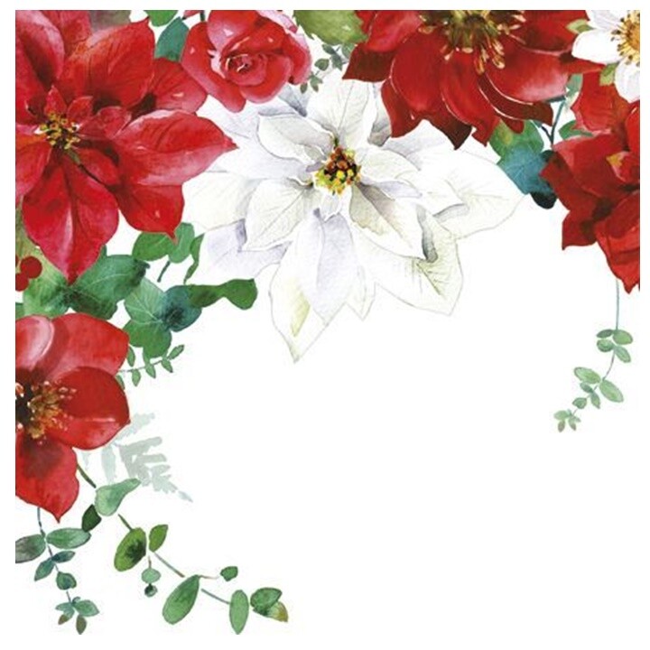 Servítky na dekupáž Christmas Flowers - 1 ks