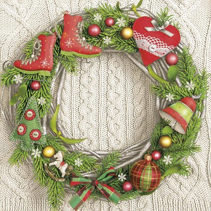 Servítky na dekupáž Classic Garland on Wool Pattern - 1 ks