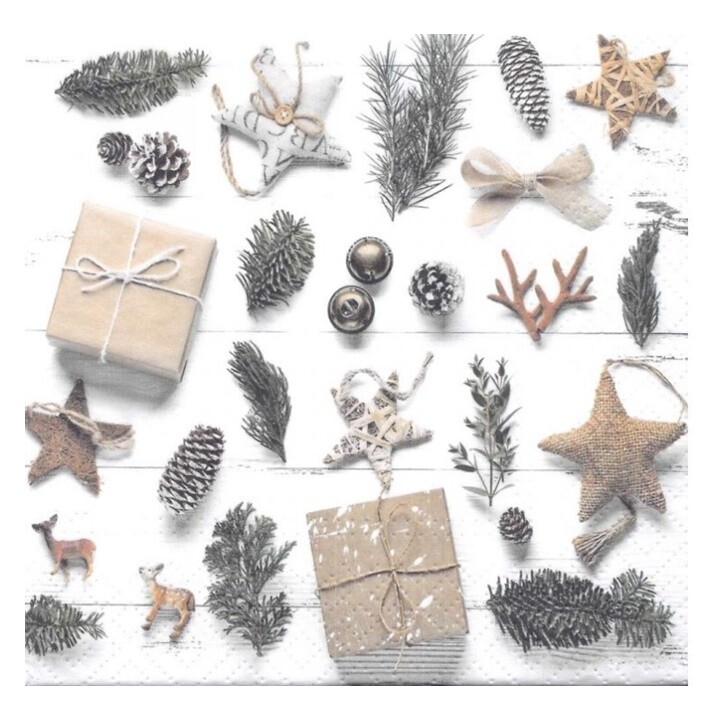 Servítky na dekupáž Natural Christmas - 1 ks