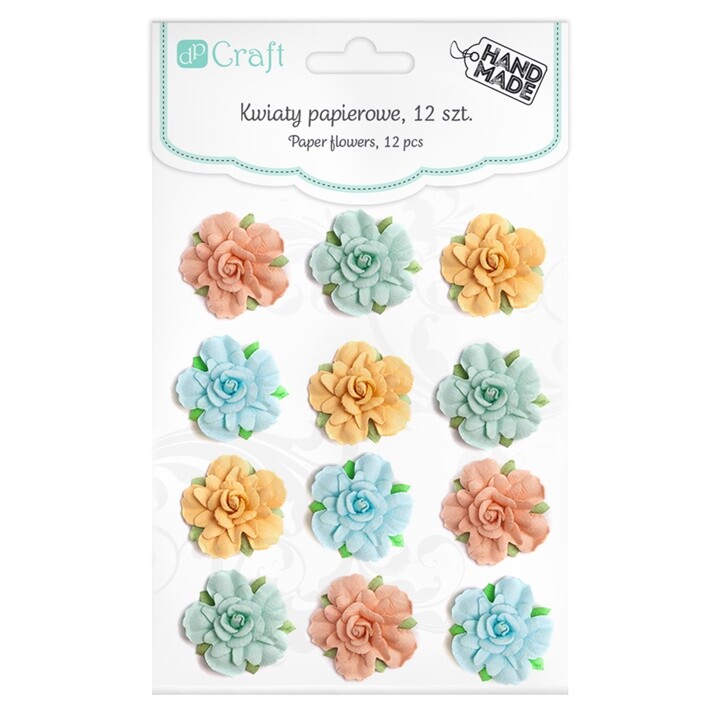 3D papierové pastelové kvety / 12 dielna sada