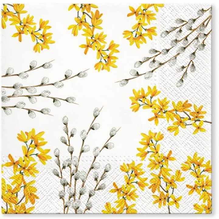 Servítky na dekupáž Catkins and Forsythia - 1 ks