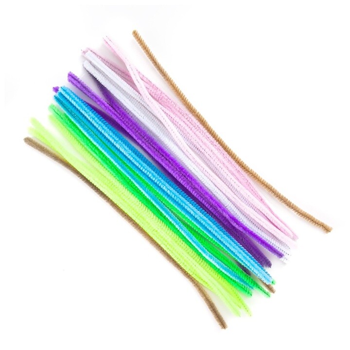 Pastelové chlpaté drôtiky - 30 cm x 8 mm / 25 ks