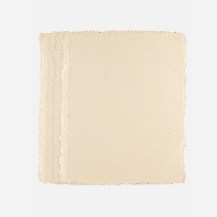 PanArt krémový handmade papier A4 – 10 ks, trhané okraje