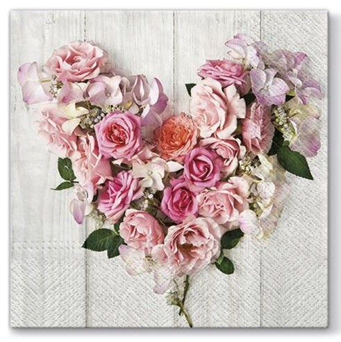 Servítky na DEKUPÁŽ - Rose Heart - 1 ks