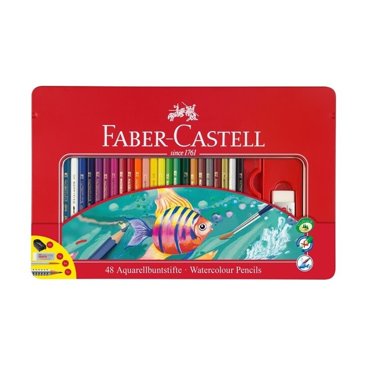 Pastelky Faber-Castell akvarelové set 48 farebné v plechu