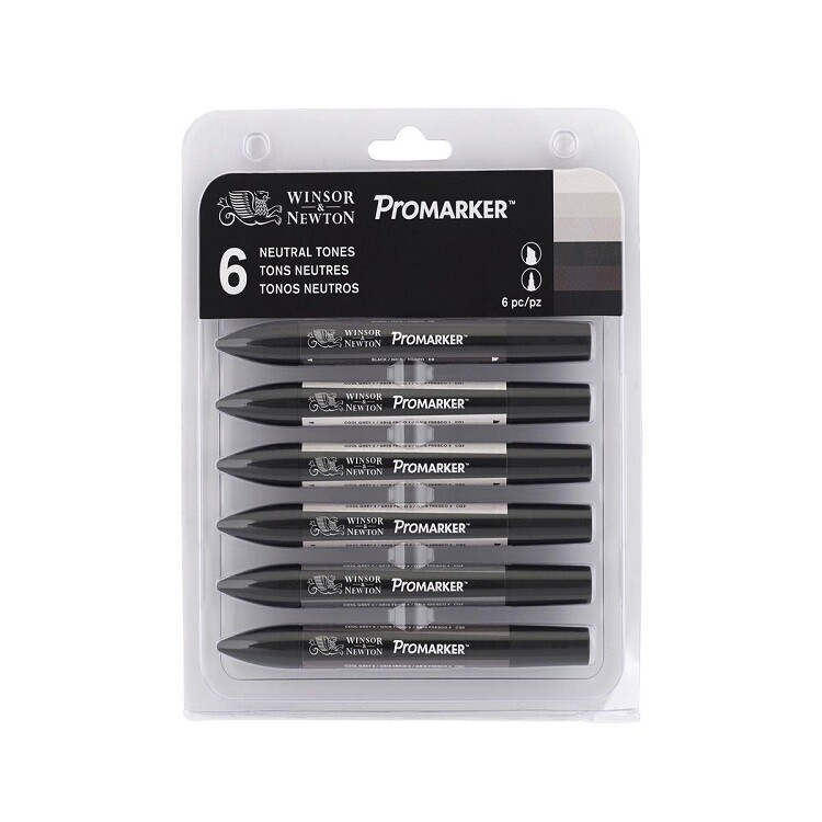 Sada 6 popisovačov Winsor & Newton Promarkers / neutrálne odtiene