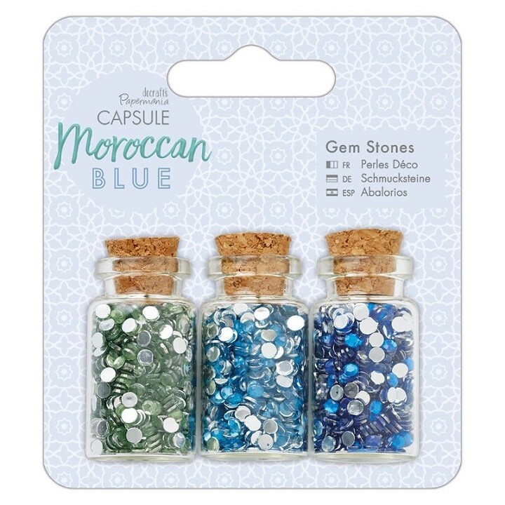 Kamienky v sklenených fľaštičkách - Moroccan Blue - 3 ks