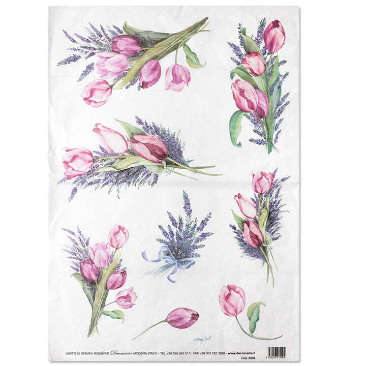 Ryžový papier A3 Decom / 5009 - Tulipány