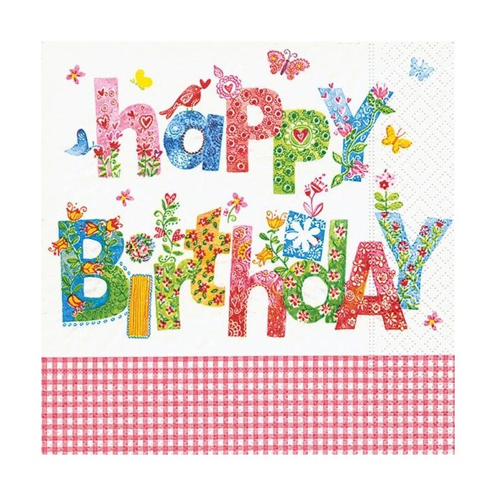 Servítky na dekupáž – Happy Birthday – 1 ks