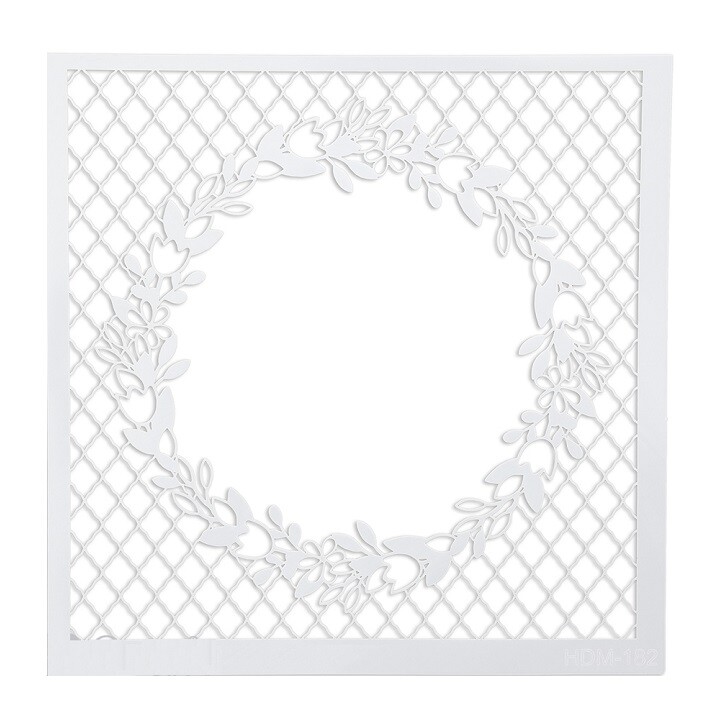 Plastová šablóna Home Decor 25 x 25 cm – motív kvetinový veniec