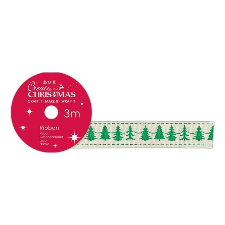 Bavlnená stuha 1.5cm x 3m - vianočný stromček