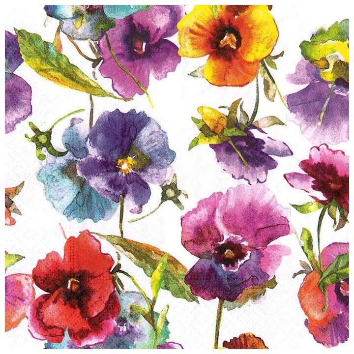 Servítky na dekupáž Watercolour flowers - 1 ks