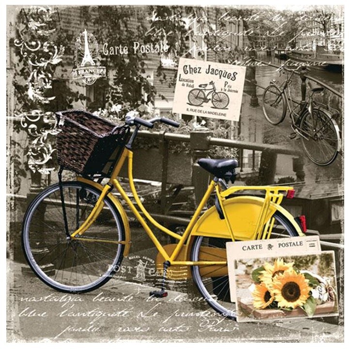 Servítky na dekupáž Bicykel - 1 ks