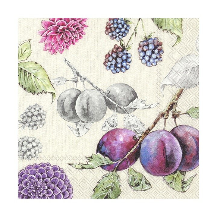 Eko servítky na dekupáž Delicious Plums - 1ks