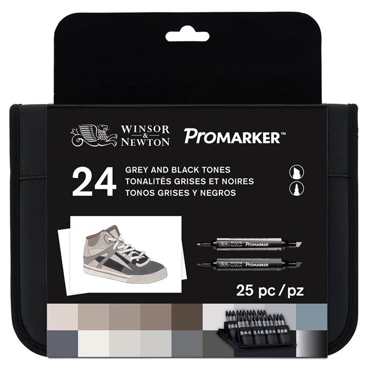 Sada popisovačov Winsor & Newton Promarker – čierne a šedé odtiene
