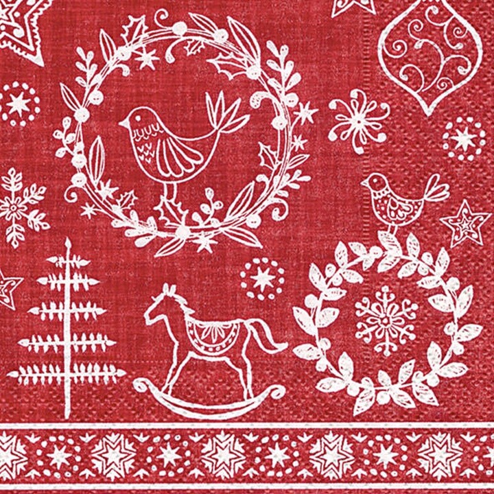 Servítky na dekupáž Hygge symbols red 1 ks