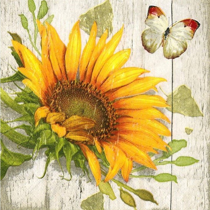 Servítky na dekupáž Vintage Sunflower - 1 ks
