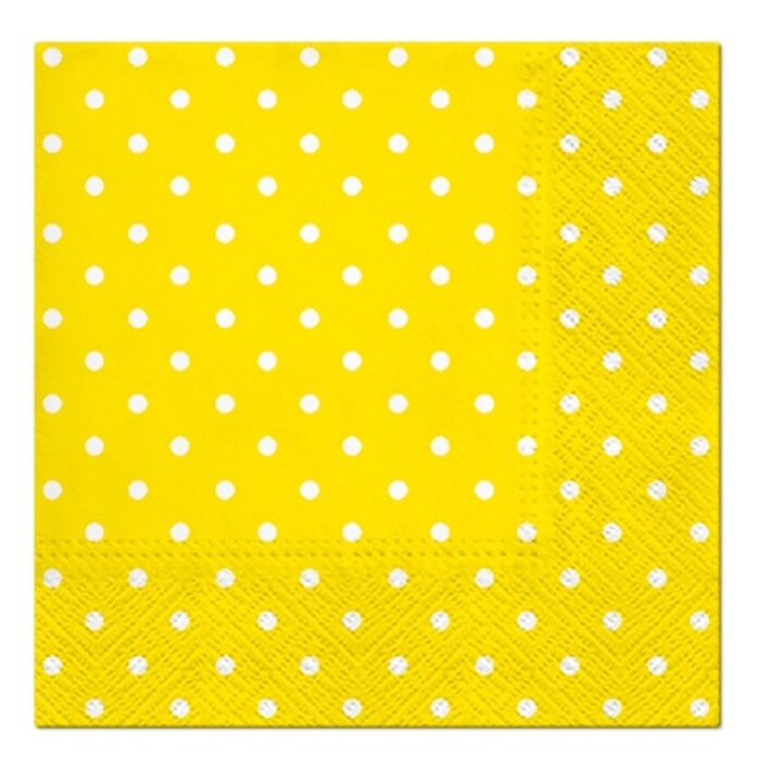 Servítky na dekupáž cocktail Yellow Dots - 1 ks