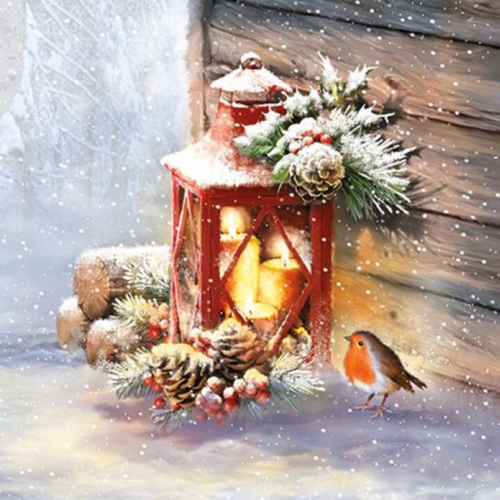Servítky na dekupáž Robin by Lantern- 1 ks
