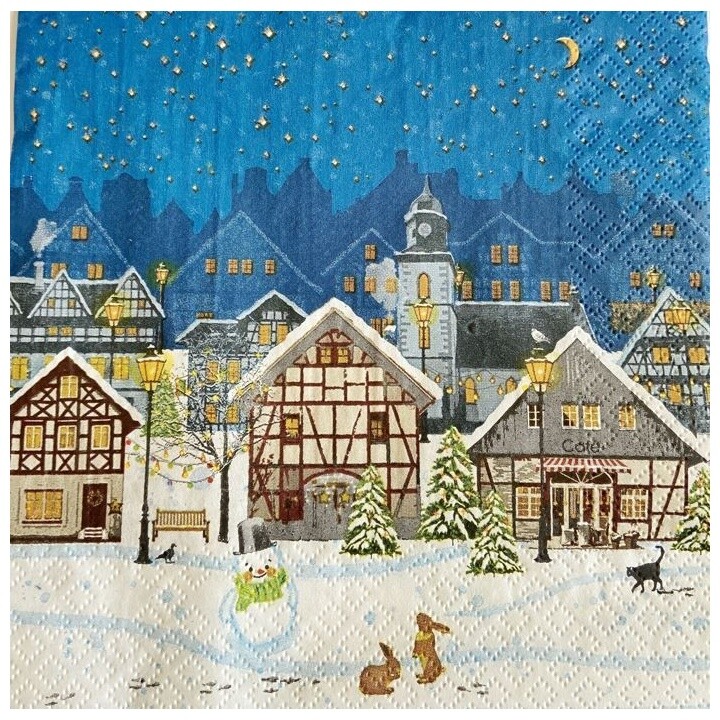Servítky na dekupáž Christmas Village - 1 ks