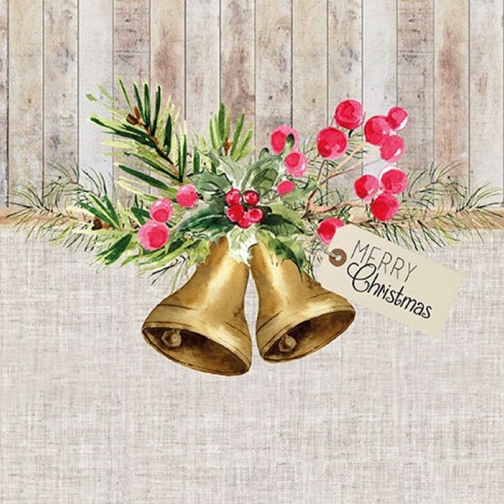 Servítky na dekupáž Christmas Bells - 1 ks
