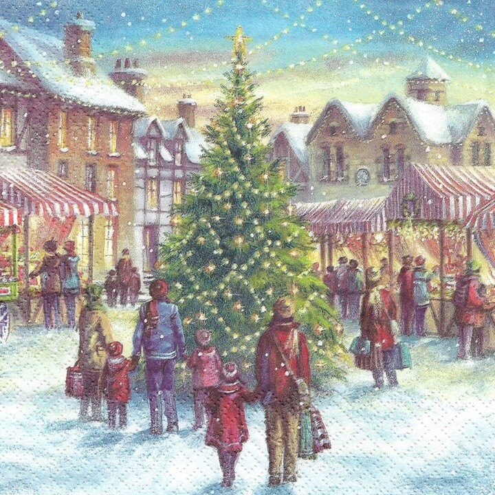 Servítky na dekupáž Christmas Market - 1 ks