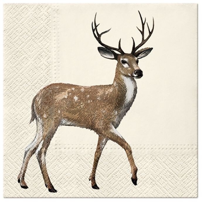 Servítky na dekupáž Walking Deer - 1 ks
