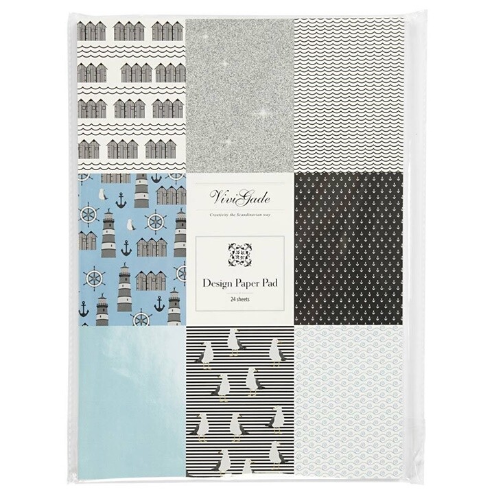Papier na scrapbooking A4 Vivi Gade - modré tóny / sada 24 listov