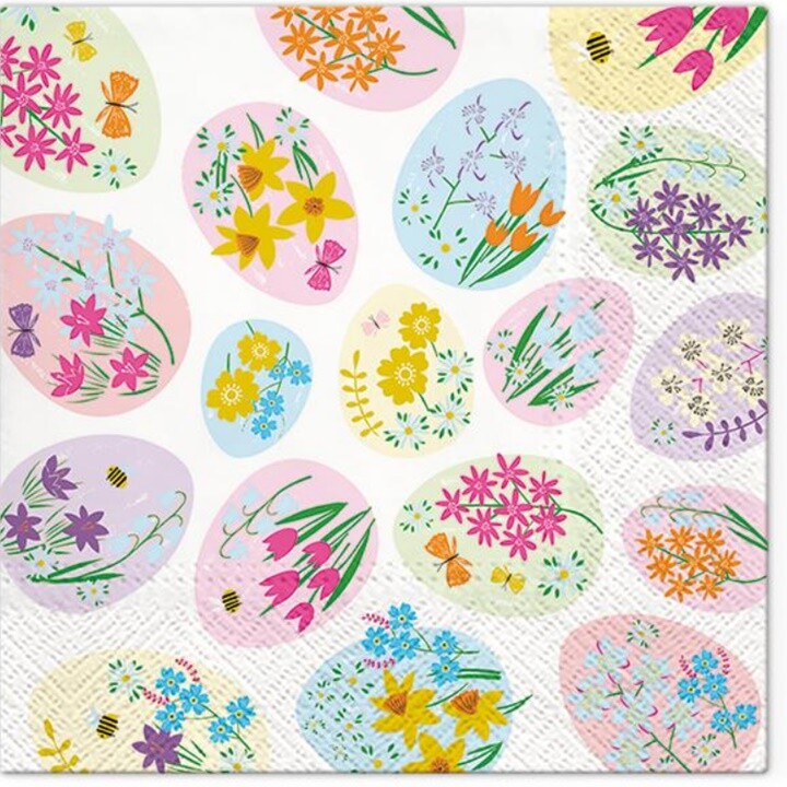 Servítky na dekupáž Flowered Eggs - 1 ks
